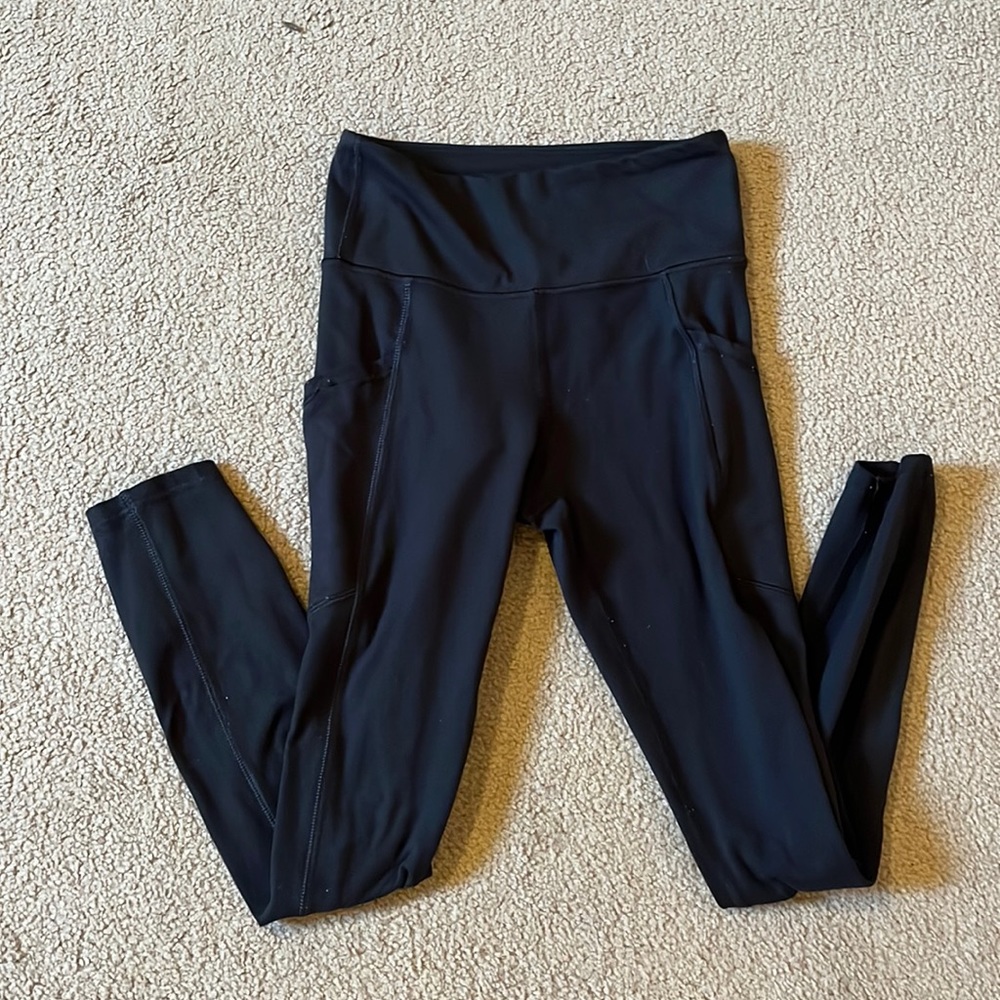 balance high waist size small black leggings w side pockets